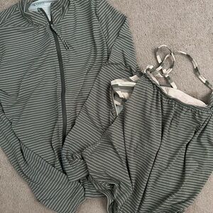 Carve Designs Gray and White Striped Swim Pajamas
